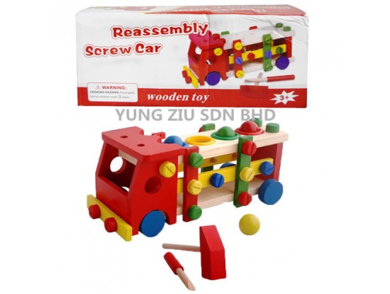 QM-035#REASSEMBLY SCTEW CAR WOODEN TOYS